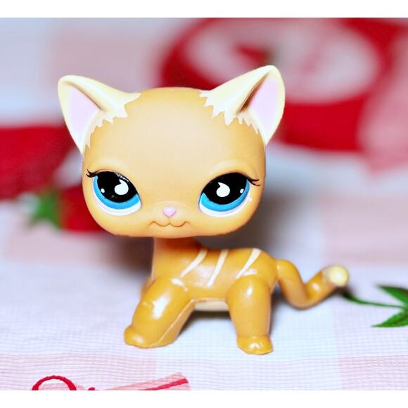 Authentic LPS Littlest Pet Shop No # Puzzle Shorthair Cat Blue Teardrop Eyes - Picture 7 of 12